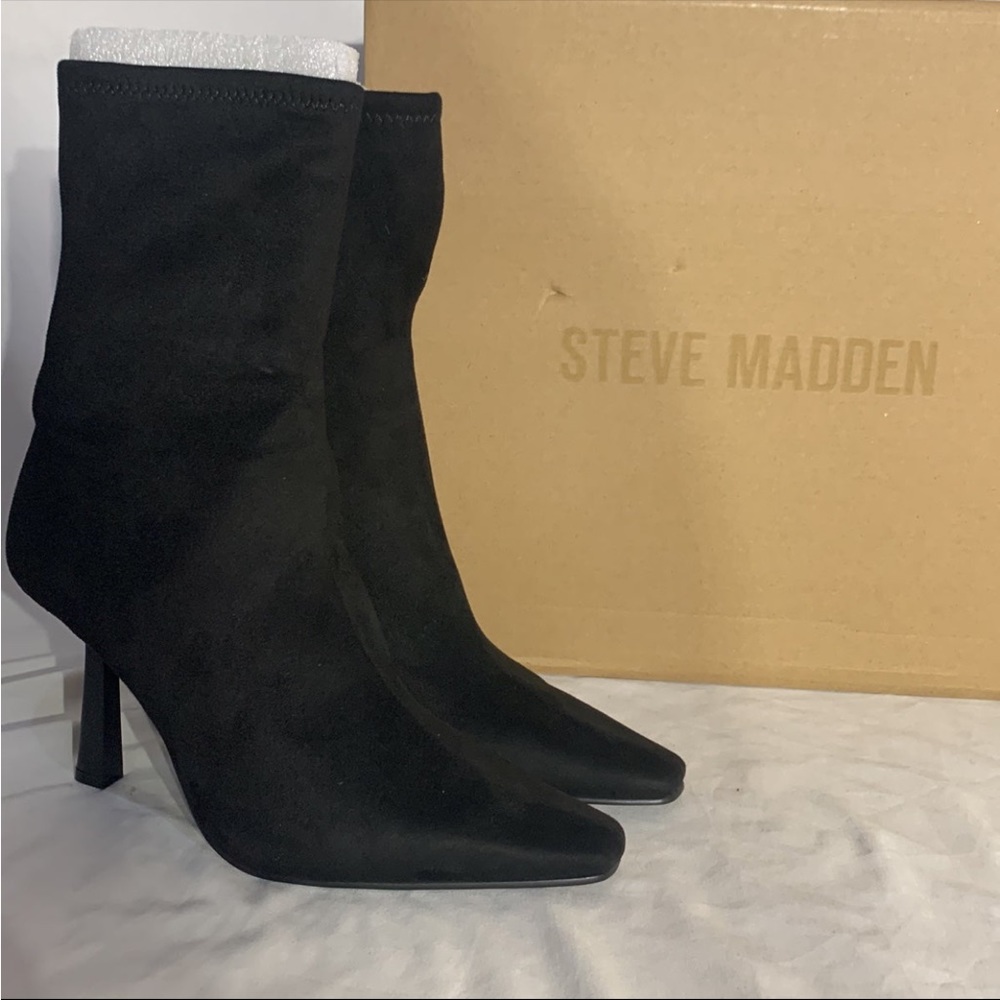 Steve Madden Vakay Black Suede Stilleto Heeled Boots New With Box Womans - Picture 3 of 10